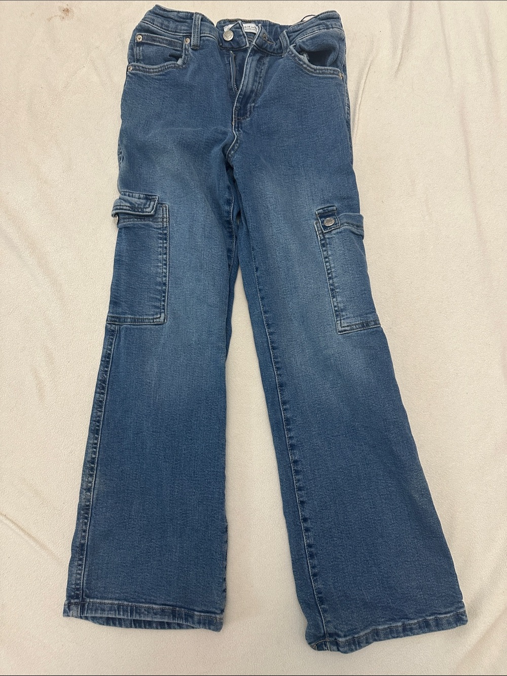 Zara Blue Wide-Leg Cargo Jeans